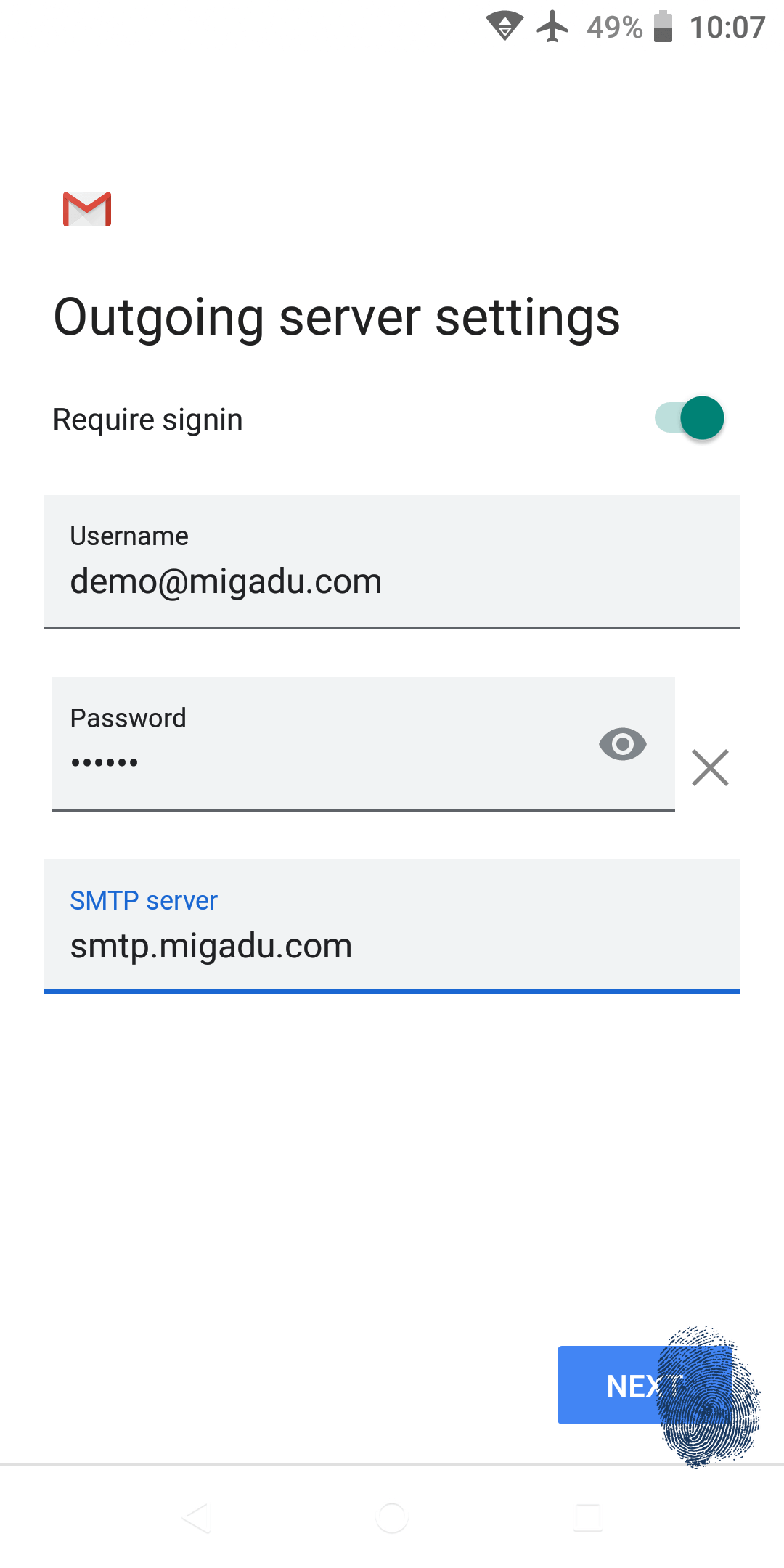 Gmail SMTP server settings