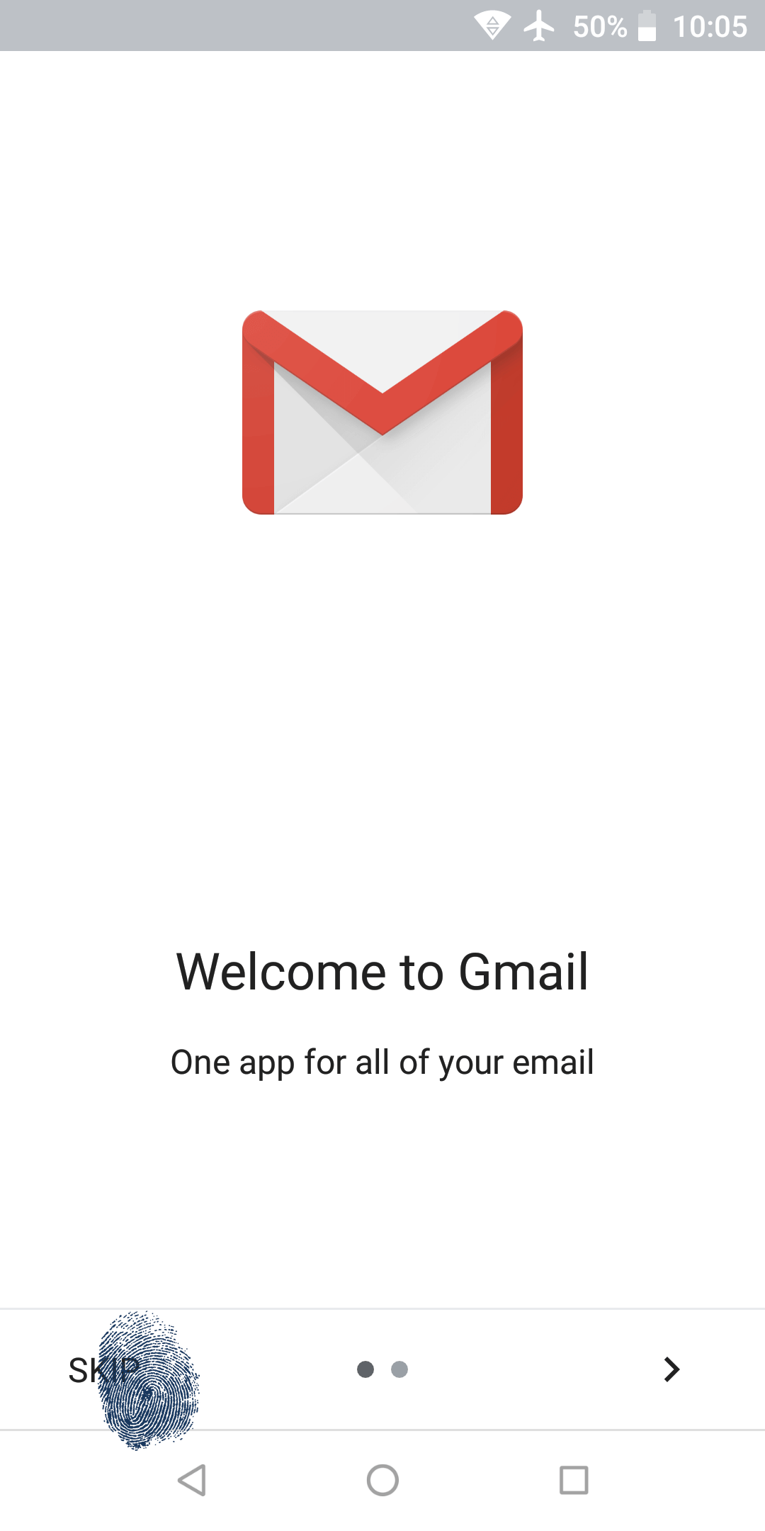 Gmail welcome screen