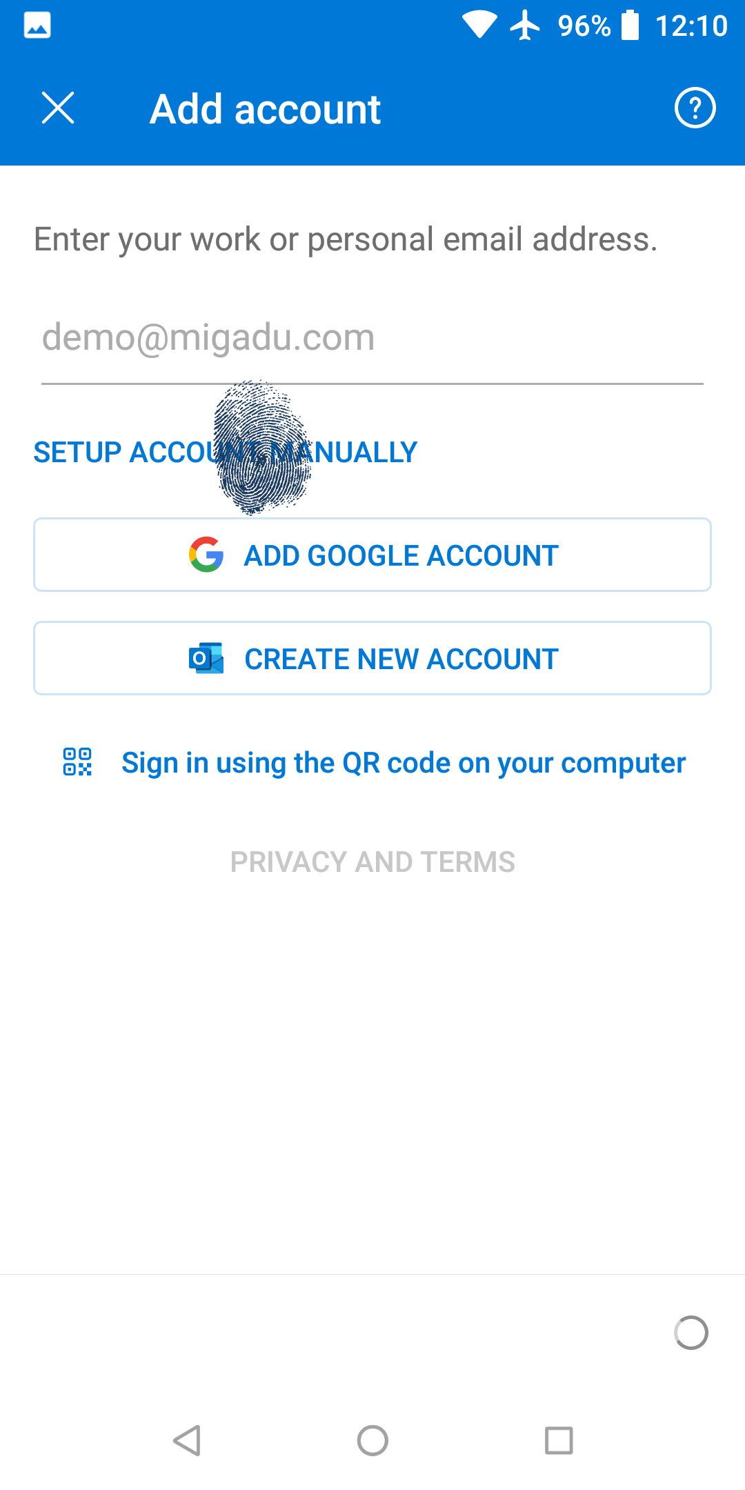 Outlook add account manually