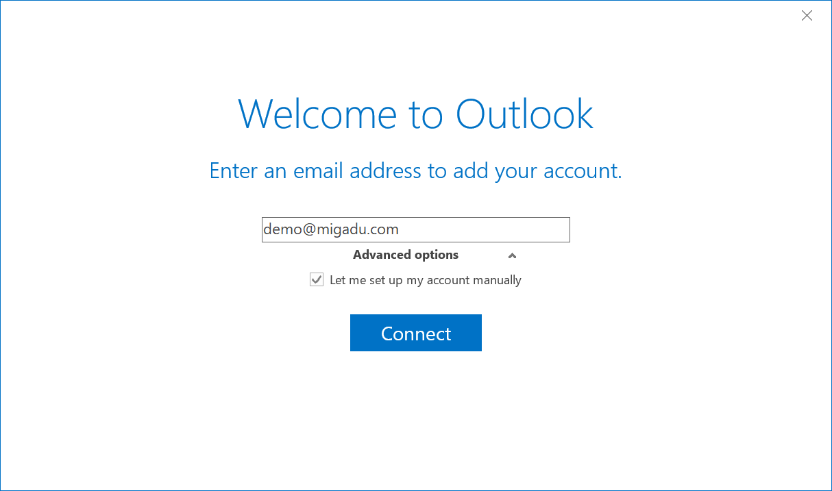 Outlook new account wizard