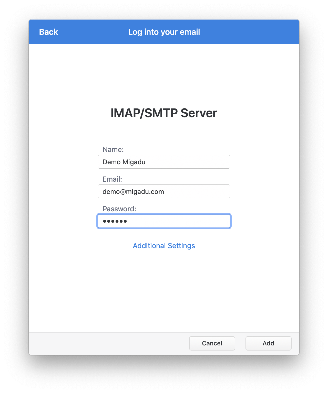 Spark basic settings screen